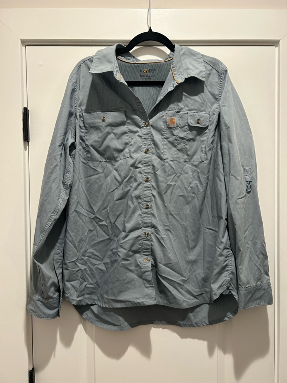 Carhartt Force Button Down Shirt Blue Gray Youth XL 16/18 Relaxed Fit Utility